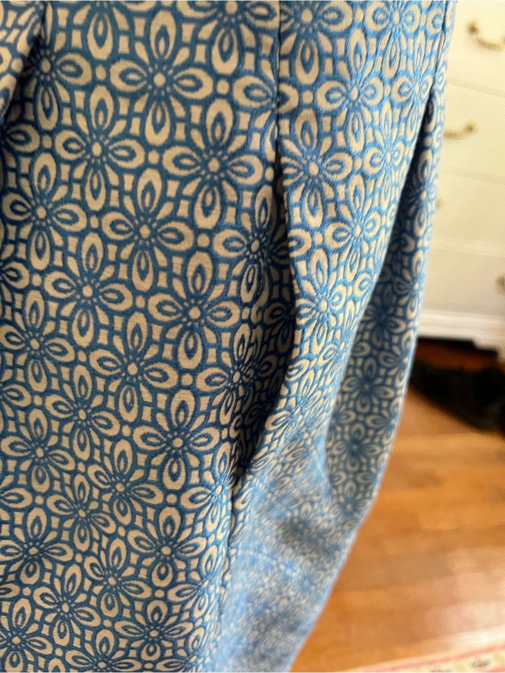Banana Republic Blue White Fit & Flare Jacquard Dress Size 4 Sleeveless - Picture 9 of 14